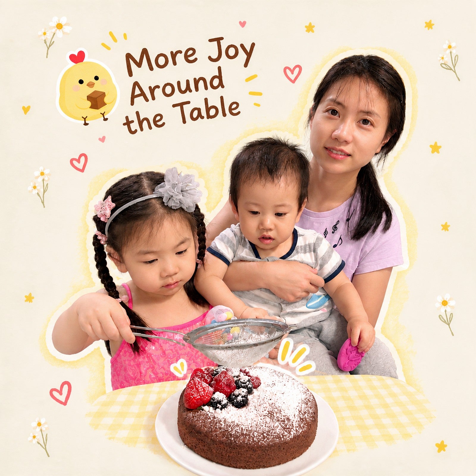 Baking together at the kitchen table